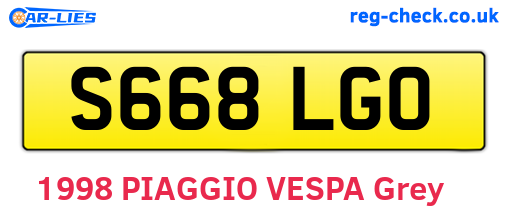 S668LGO are the vehicle registration plates.
