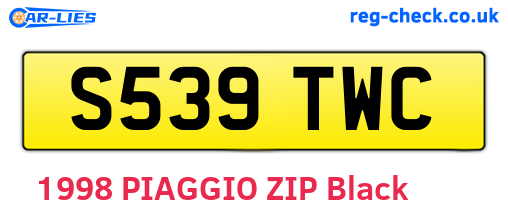 S539TWC are the vehicle registration plates.