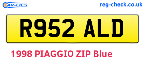 R952ALD are the vehicle registration plates.