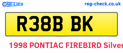 R38BBK are the vehicle registration plates.