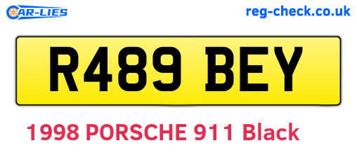 R489BEY are the vehicle registration plates.