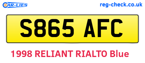 S865AFC are the vehicle registration plates.