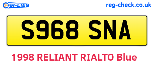 S968SNA are the vehicle registration plates.
