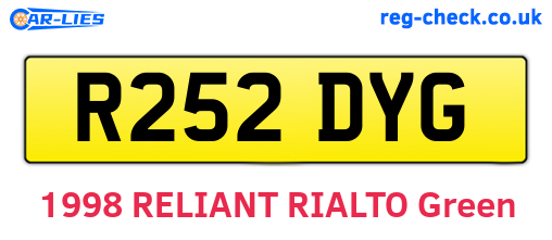 R252DYG are the vehicle registration plates.