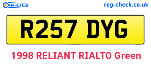 R257DYG are the vehicle registration plates.