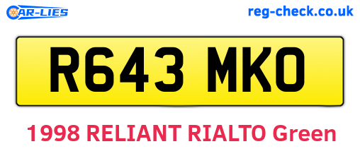 R643MKO are the vehicle registration plates.