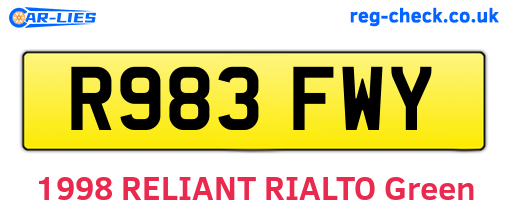 R983FWY are the vehicle registration plates.