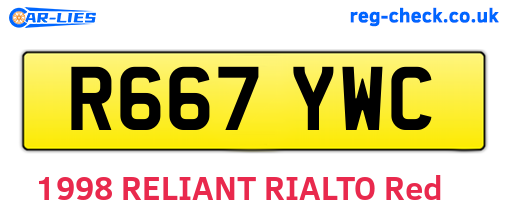 R667YWC are the vehicle registration plates.
