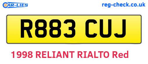 R883CUJ are the vehicle registration plates.