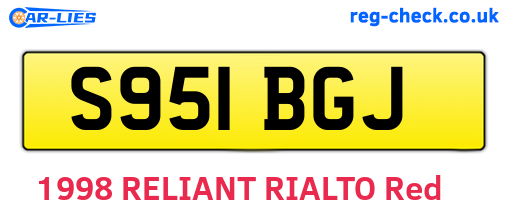 S951BGJ are the vehicle registration plates.