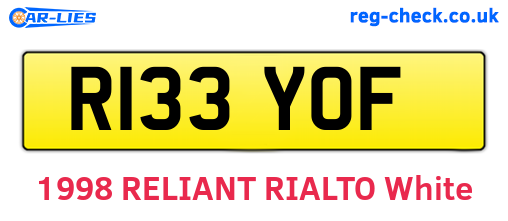 R133YOF are the vehicle registration plates.