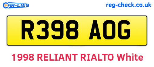 R398AOG are the vehicle registration plates.