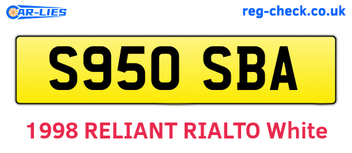 S950SBA are the vehicle registration plates.
