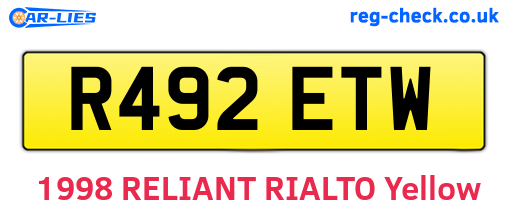 R492ETW are the vehicle registration plates.