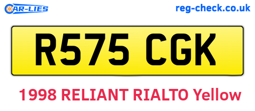 R575CGK are the vehicle registration plates.