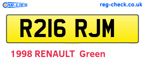 R216RJM are the vehicle registration plates.
