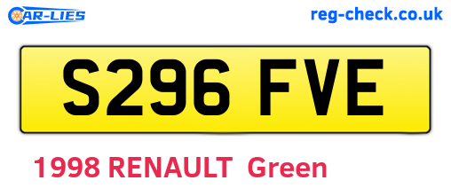 S296FVE are the vehicle registration plates.