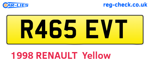 R465EVT are the vehicle registration plates.