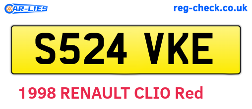 S524VKE are the vehicle registration plates.
