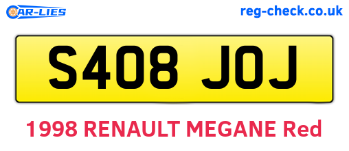 S408JOJ are the vehicle registration plates.