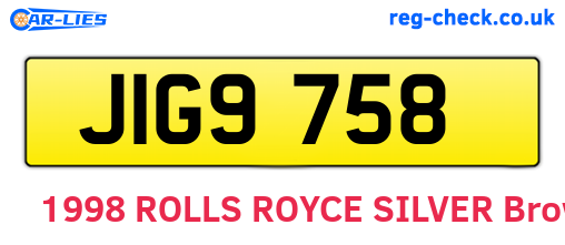 JIG9758 are the vehicle registration plates.