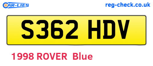 S362HDV are the vehicle registration plates.