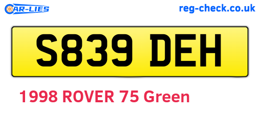 S839DEH are the vehicle registration plates.