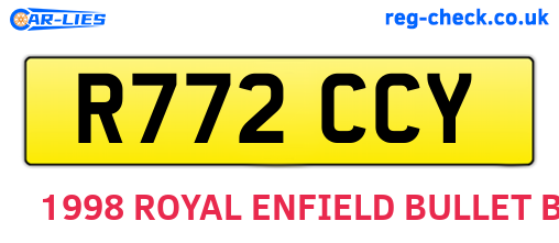 R772CCY are the vehicle registration plates.