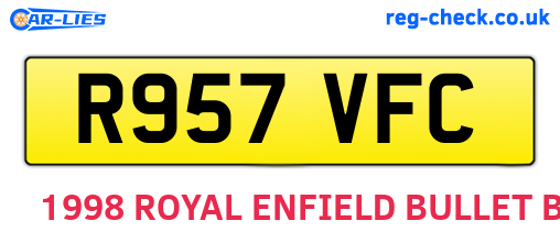 R957VFC are the vehicle registration plates.