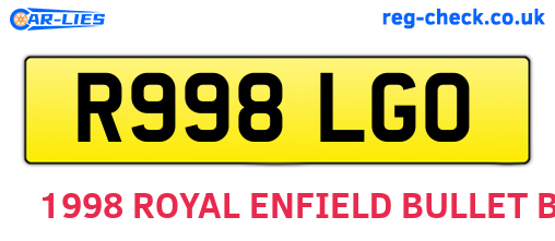 R998LGO are the vehicle registration plates.