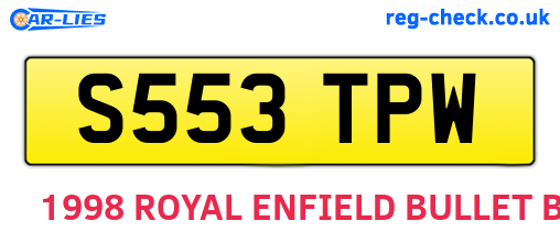 S553TPW are the vehicle registration plates.