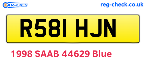 R581HJN are the vehicle registration plates.