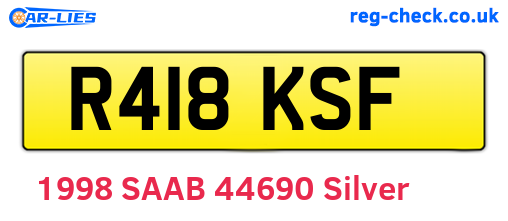 R418KSF are the vehicle registration plates.