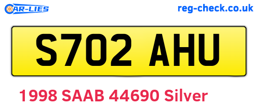 S702AHU are the vehicle registration plates.