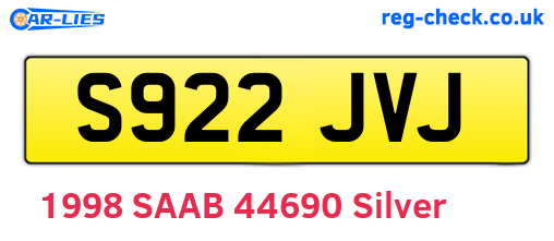 S922JVJ are the vehicle registration plates.