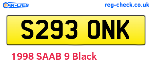 S293ONK are the vehicle registration plates.