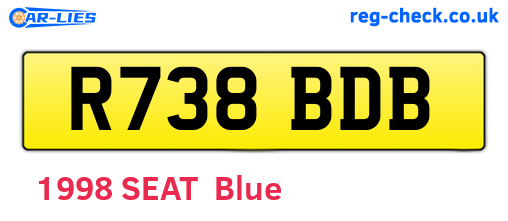 R738BDB are the vehicle registration plates.