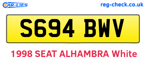 S694BWV are the vehicle registration plates.