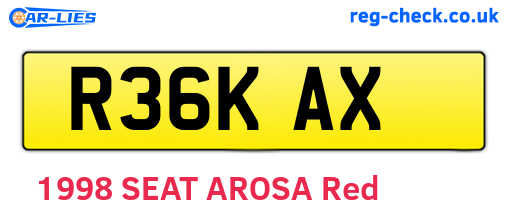 R36KAX are the vehicle registration plates.