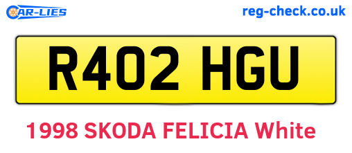 R402HGU are the vehicle registration plates.