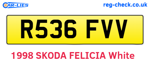 R536FVV are the vehicle registration plates.