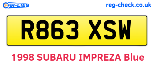 R863XSW are the vehicle registration plates.