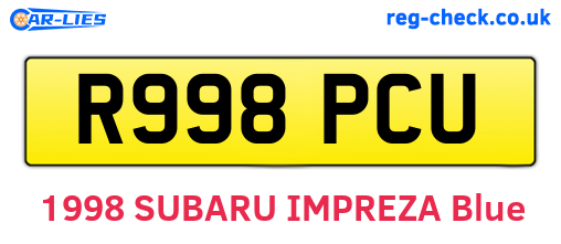 R998PCU are the vehicle registration plates.