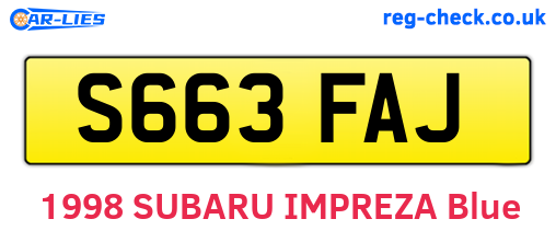 S663FAJ are the vehicle registration plates.