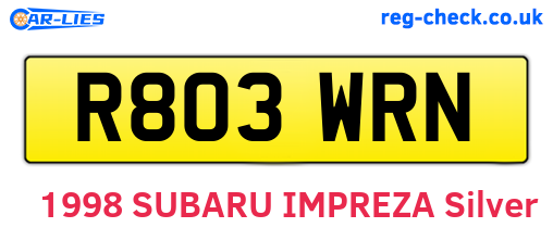 R803WRN are the vehicle registration plates.
