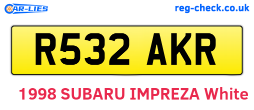 R532AKR are the vehicle registration plates.