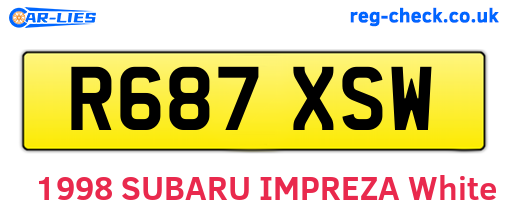 R687XSW are the vehicle registration plates.