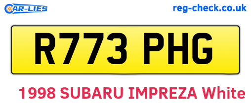 R773PHG are the vehicle registration plates.