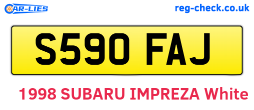 S590FAJ are the vehicle registration plates.