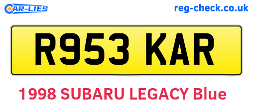 R953KAR are the vehicle registration plates.